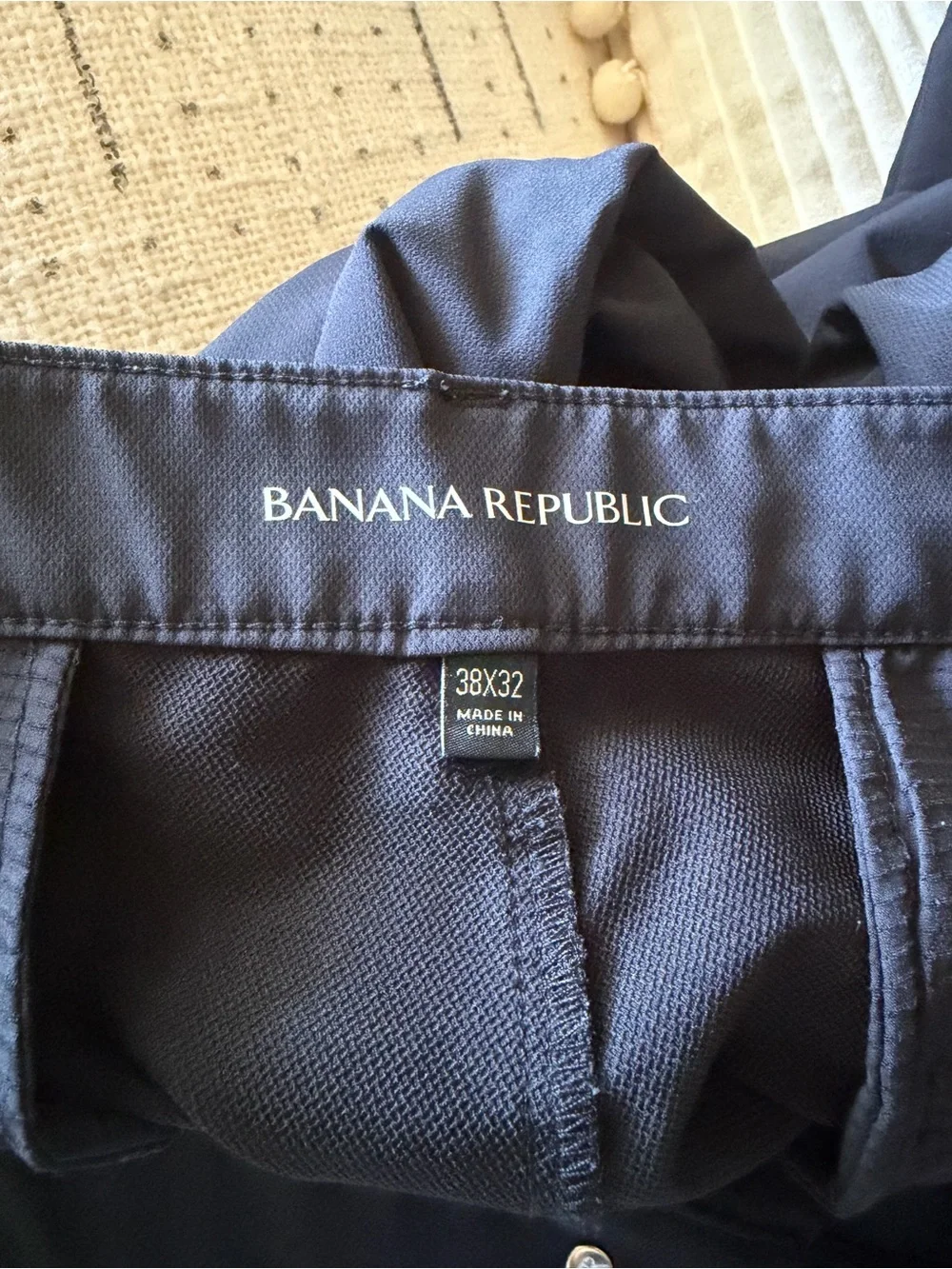 Banana Republic Men's Stretch Slim Fit Flat Front Performance Pants 38x32 Black